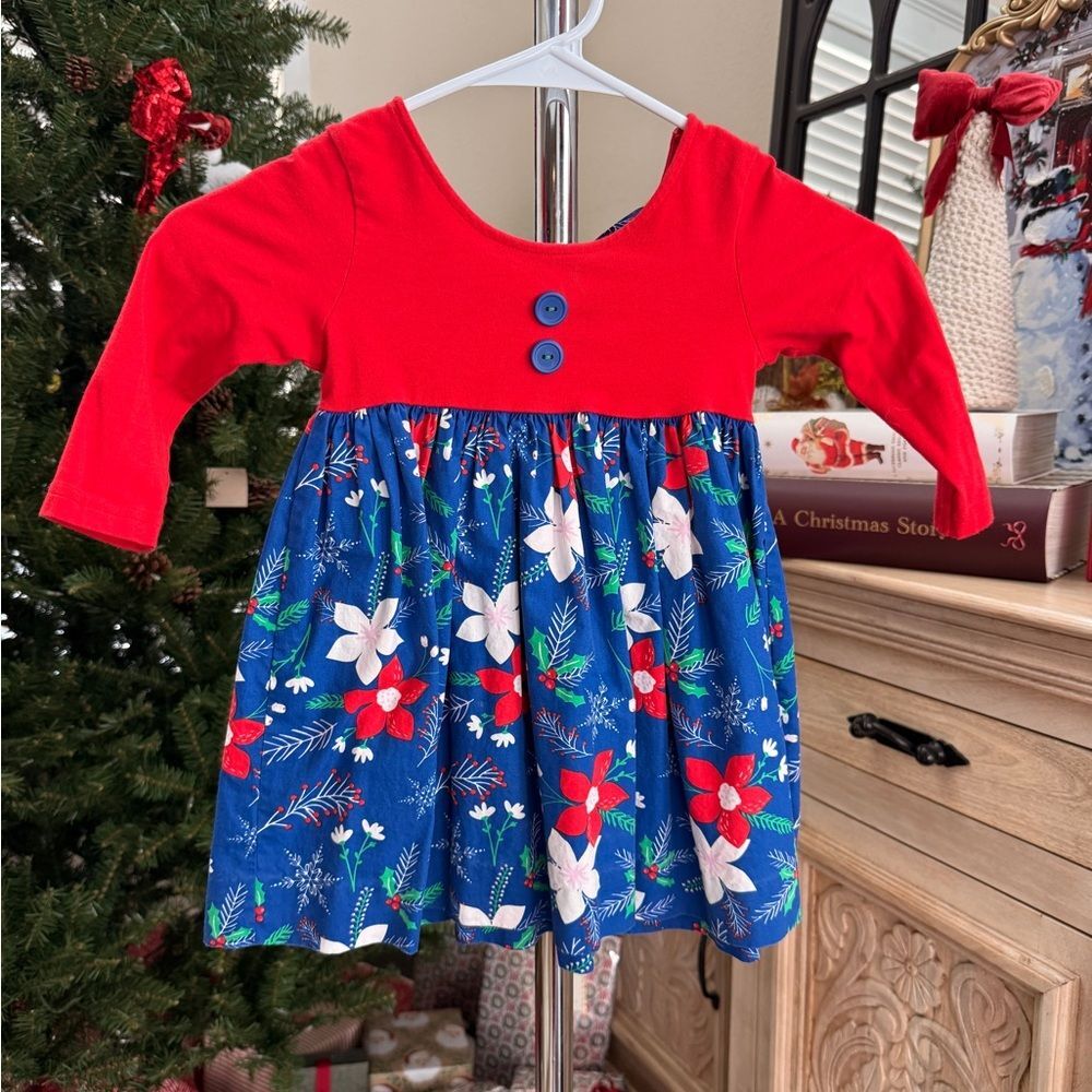 Eleanor Rose Poinsettia Christmas Holiday Dress Girls Size 2 2T